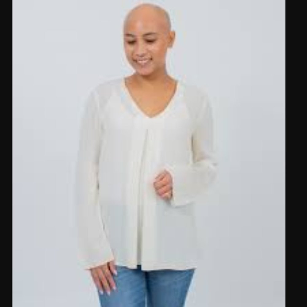 Forever 21 v-neck semi sheer blouse sz M